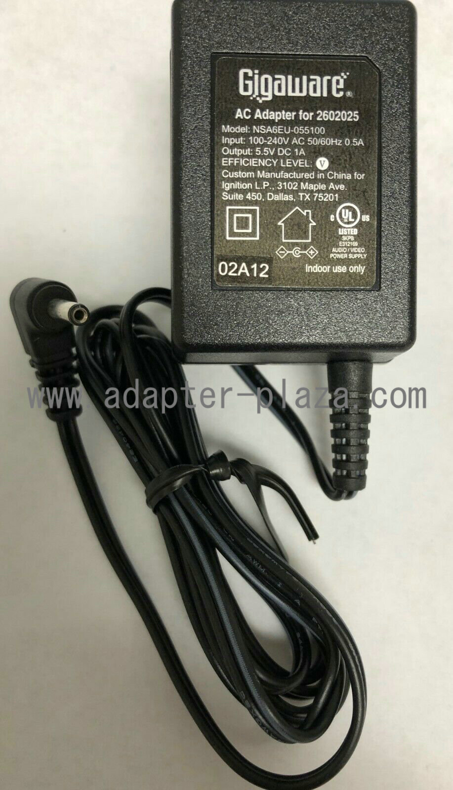 *Brand NEW*Gigaware NSA6EU-055100 Ac Adapter for 2602025 DC 5.5V 1A AC DC Adapter POWER SUPPLY